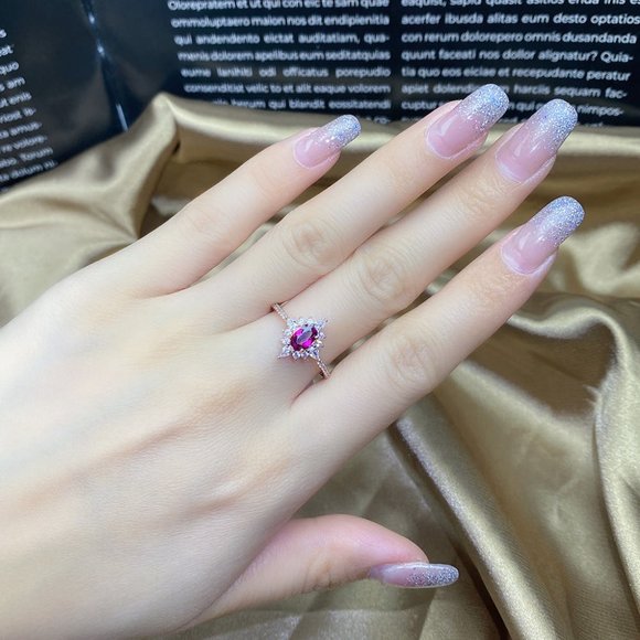 Natural Gemstone Ring Gold Vermeil Red Garnet ring for Her Retro Open Ring - Picture 9 of 11